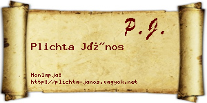 Plichta János névjegykártya